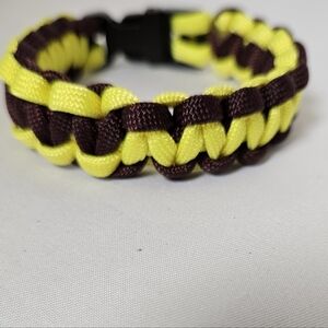 Handmade 550‎ Paracord Yellow and Burgundy Braided Bracelet Size 7.5"
